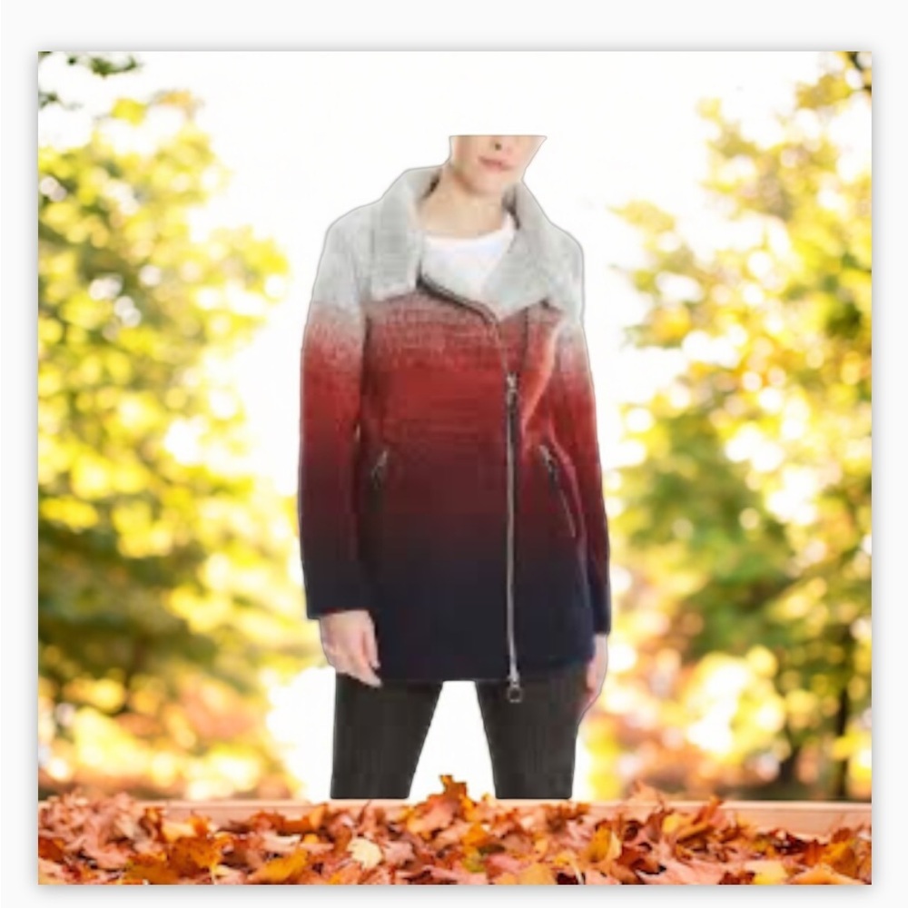 Bench Coat -textured-red,gray  ombré -Gently Used Sz Small​​​​​​ - Picture 4 of 15